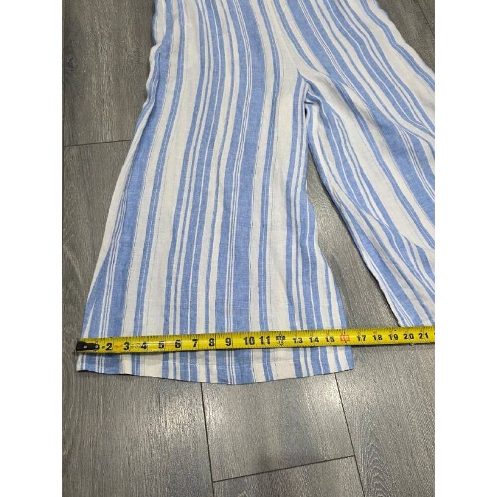 Vitamin A Marina Linen Light Blue White Y2K Striped Wide Leg Jumpsuit M A004532 - Picture 4 of 10